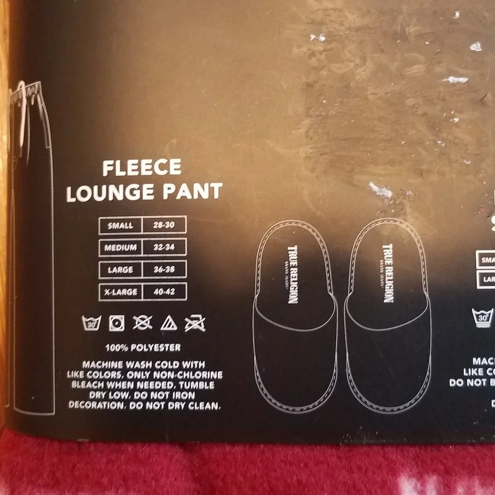 NEW True Religion Fleece Lounge Pants & Matching Fleece Slippers Sz Large